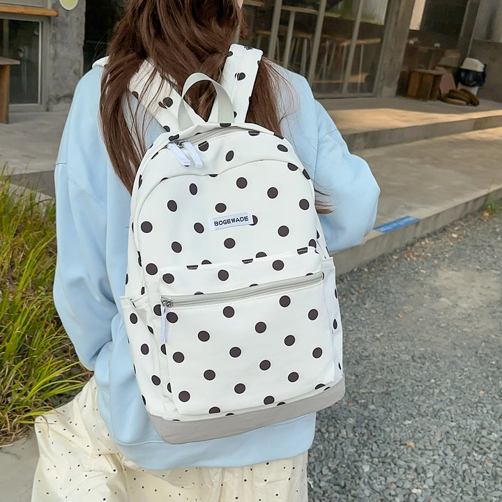 Casual Dot-Printed Backpack Bowlift