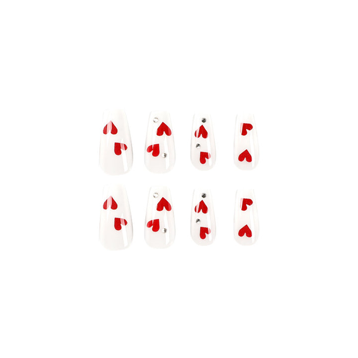 Artful Nail Extensions with Romantic Heart Designs Bowlift