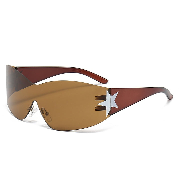 Sleek Shield Sunglasses with Star Accent Bowlift