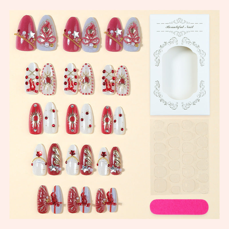 Artificial nail set with festive Christmas and glamour designs Bowlift