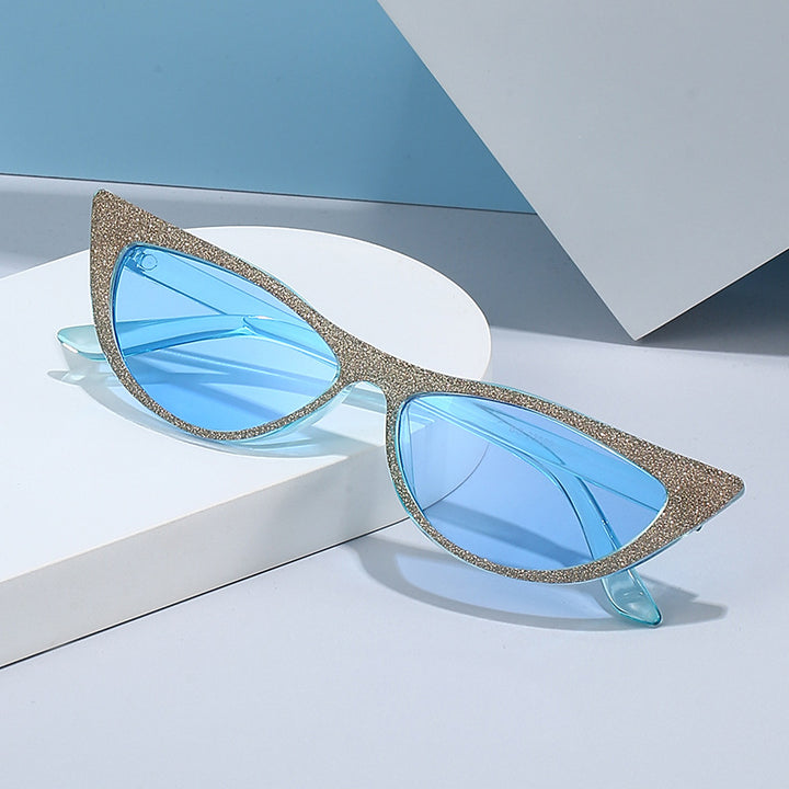 Women's Cat-Eye Sunglasses with Glittering Frame Bowlift