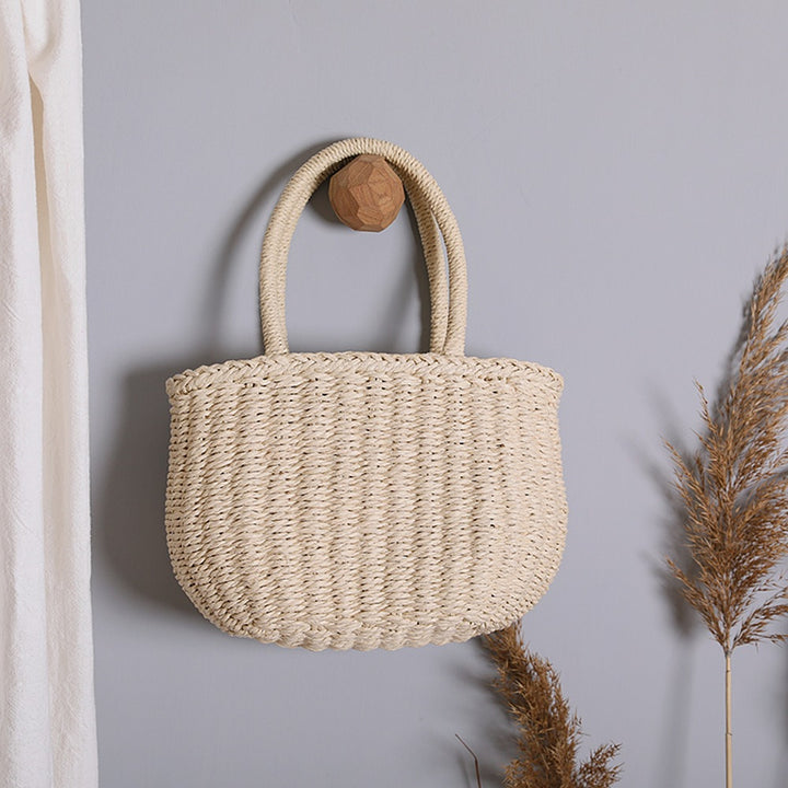 Handwoven basket bag with curved handles Bowlift