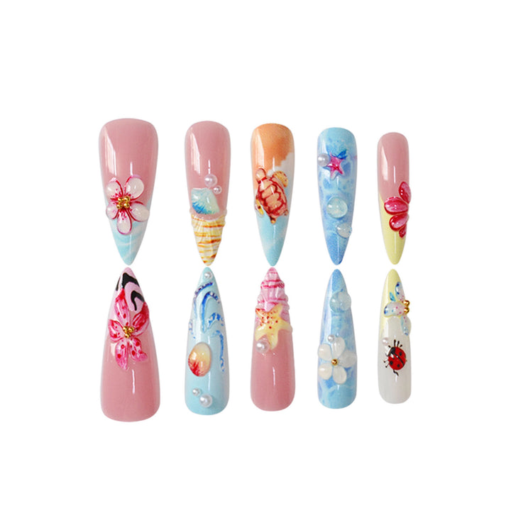 Creative Ocean-Themed Nail Art Extensions Bowlift