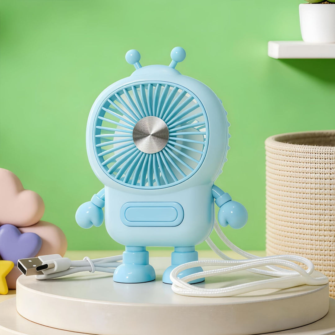 Women's portable mini fan in creative robot design Bowlift