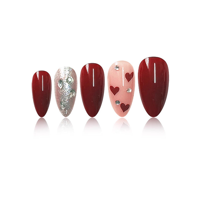 Romantic Heart and Glitter Nail Art Bowlift
