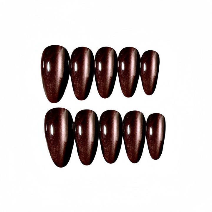 Glossy Pointed Gel Press-On Nails Bowlift