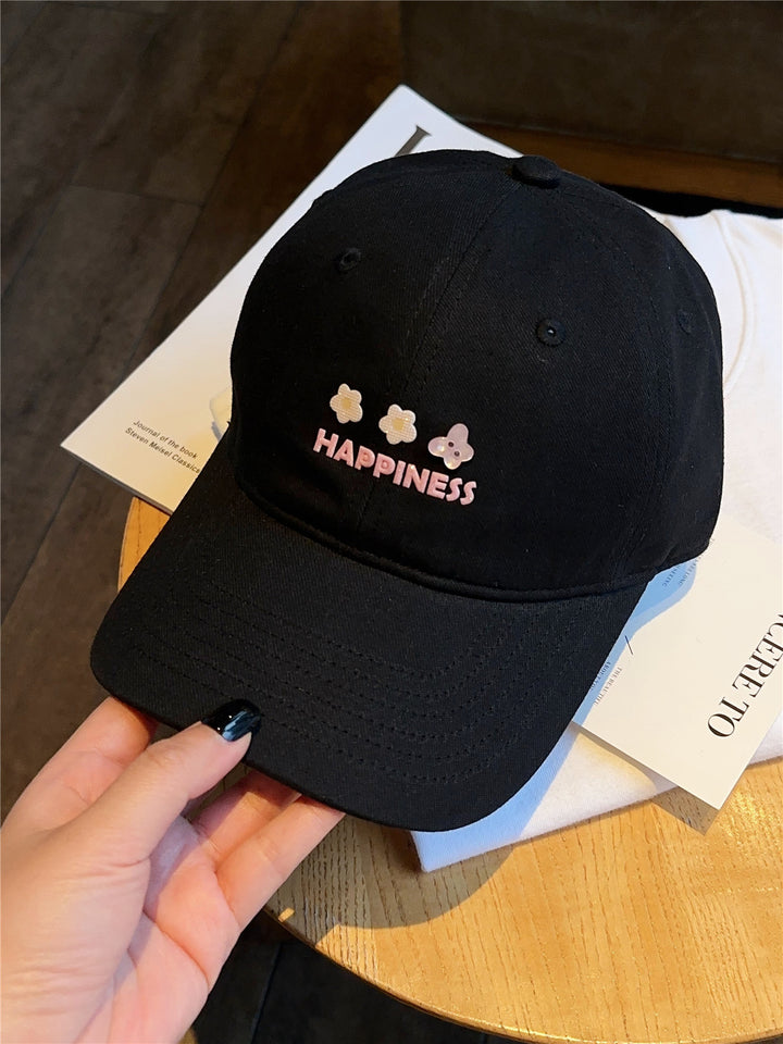 Women's Embroidered Happiness Baseball Cap Bowlift