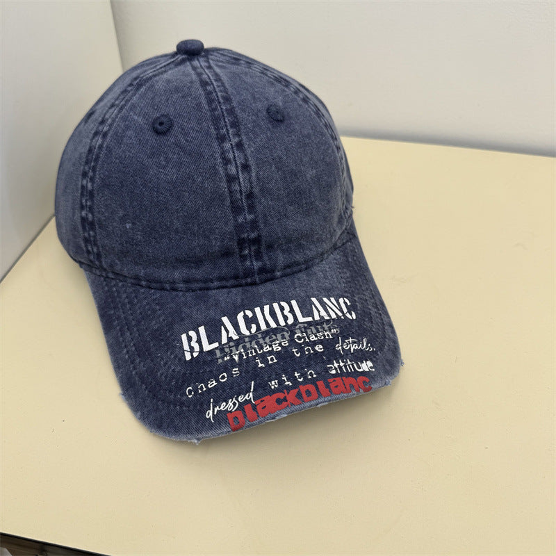 Men's Distressed Graphic Denim Cap Bowlift