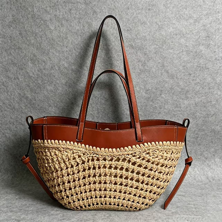 Braided shopping bag with high-quality leather trim Bowlift