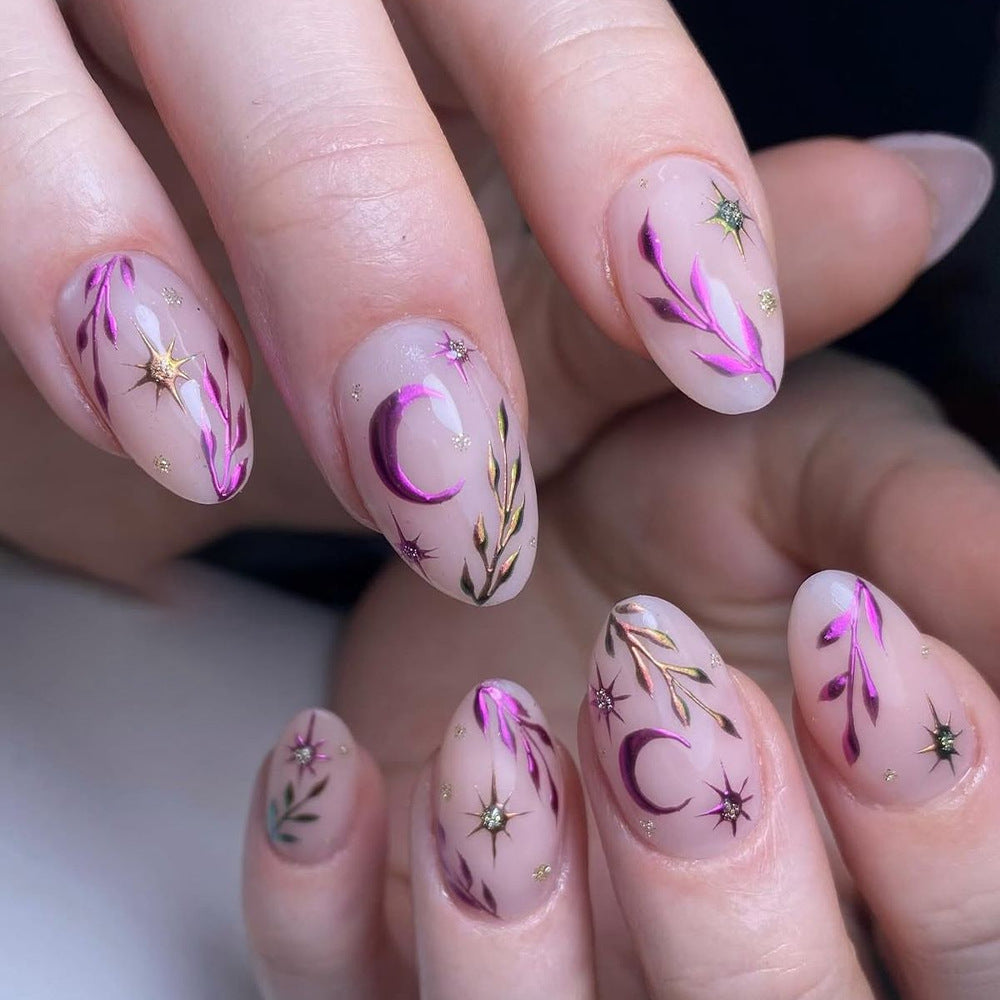 Artificial nails with floral 3D applications Bowlift