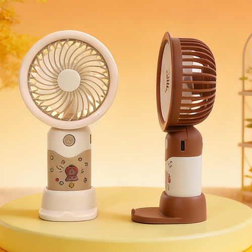 Ladies portable handheld fan with playful animal design Bowlift