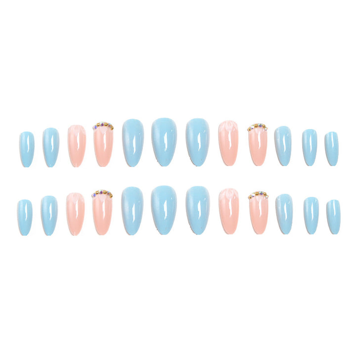 Artificial nails with elegant leaf patterns and rhinestone embellishments Bowlift