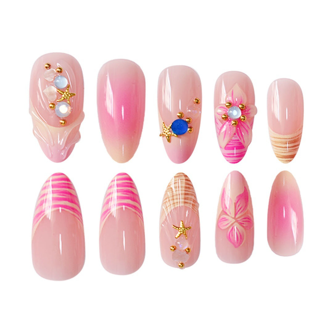 3D Floral Accented Press-On Nail Art Bowlift