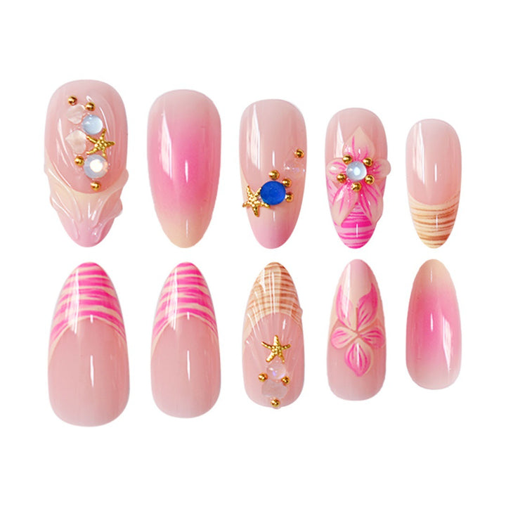 3D Floral Accented Press-On Nail Art Bowlift