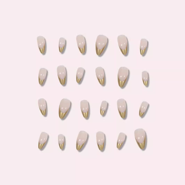 Elegant Metallic Tip Stiletto Press-On Nails Bowlift