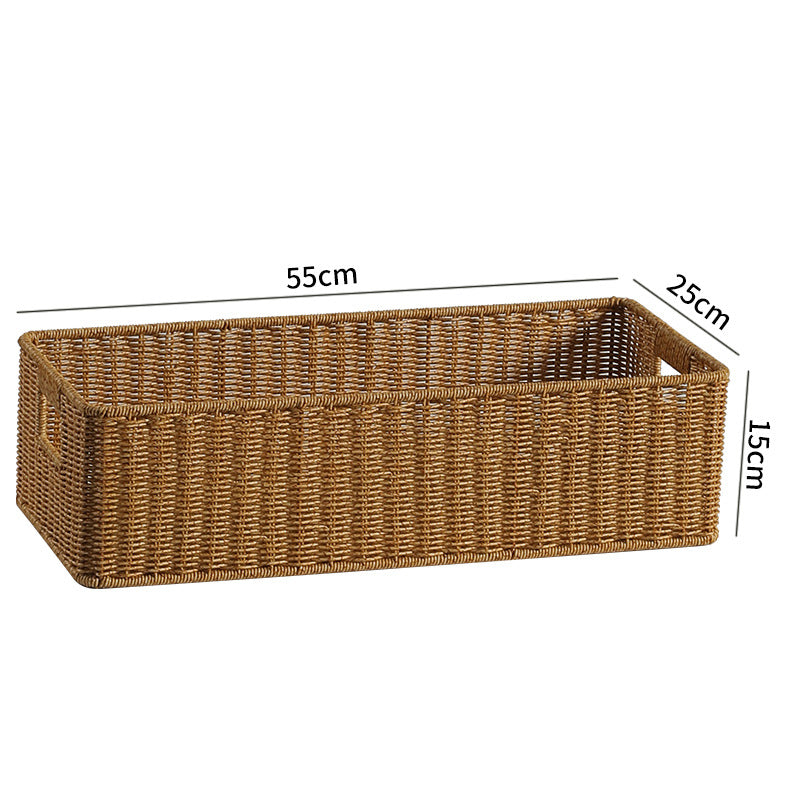 Handwoven Rectangular Storage Bin with Cutout Handles Bowlift