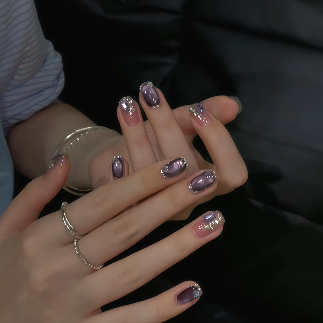 Glamorous nail tips with ombre effect and glitter Bowlift