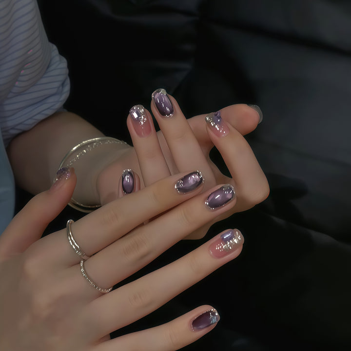 Glamorous nail tips with ombre effect and glitter Bowlift