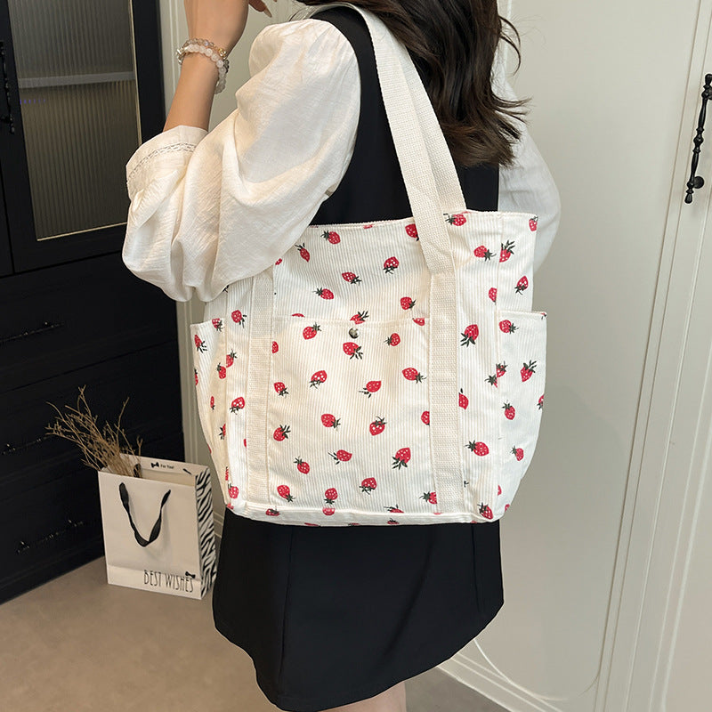 WoFloral Patterned Canvas Shopping Tote Bag Bowlift