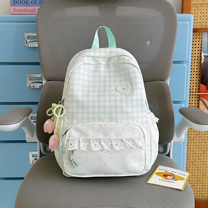 Stylish Gingham Patterned Backpack Bowlift
