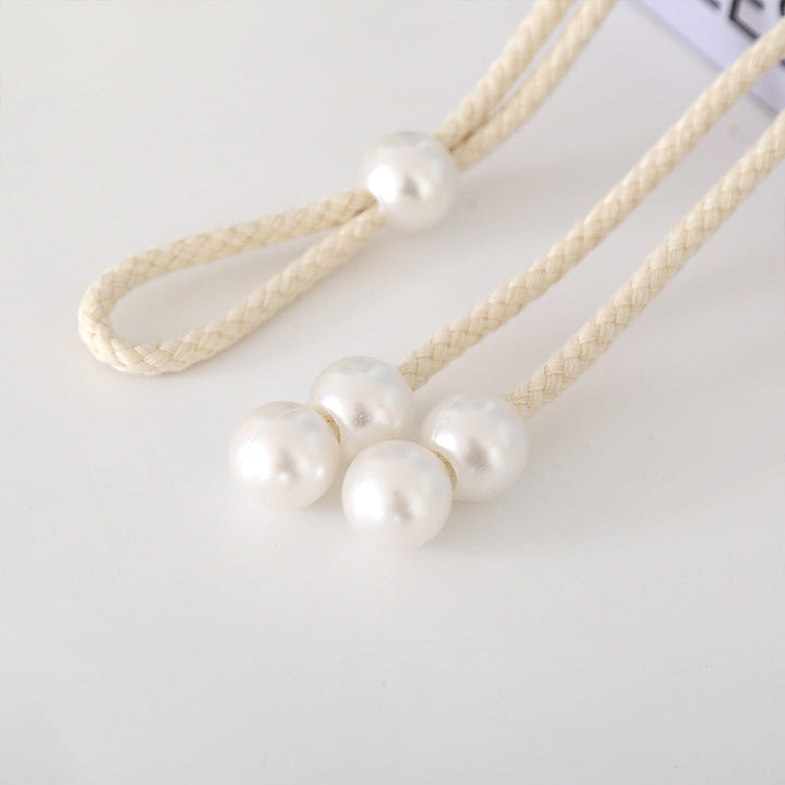 Elegant curtain tieback with pearl trim Bowlift