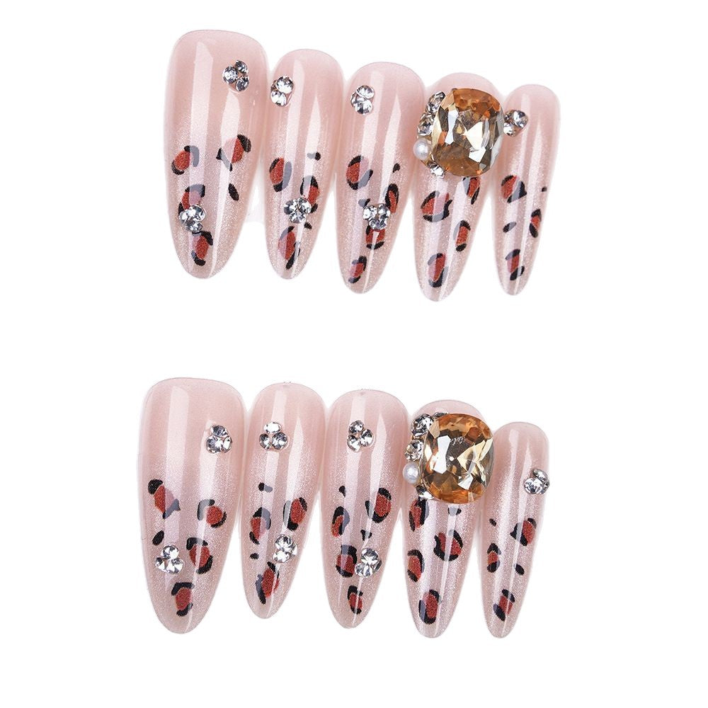 Decorative Stiletto Press-On Nails with Gem Accents Bowlift