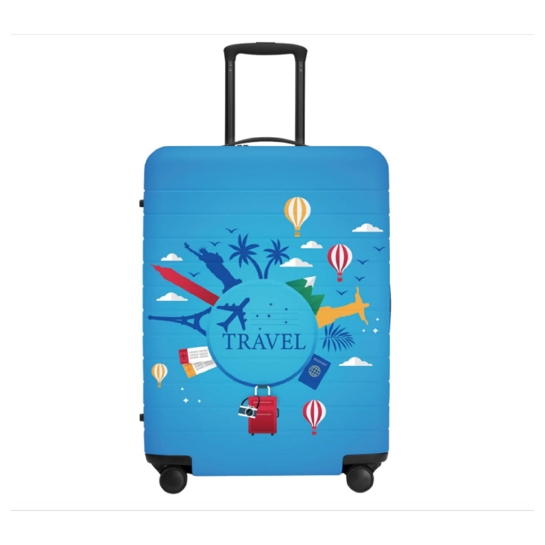 Unisex non-elastic suitcase cover with mandala motif, stretch protective cover for telescopic handle and wheels Bowlift