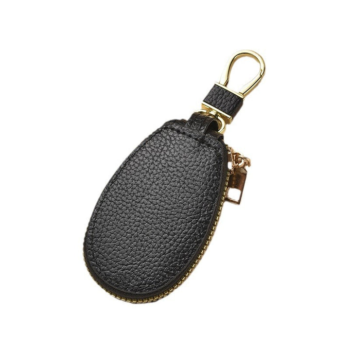 Compact Textured Leather Keychain Pouch Bowlift