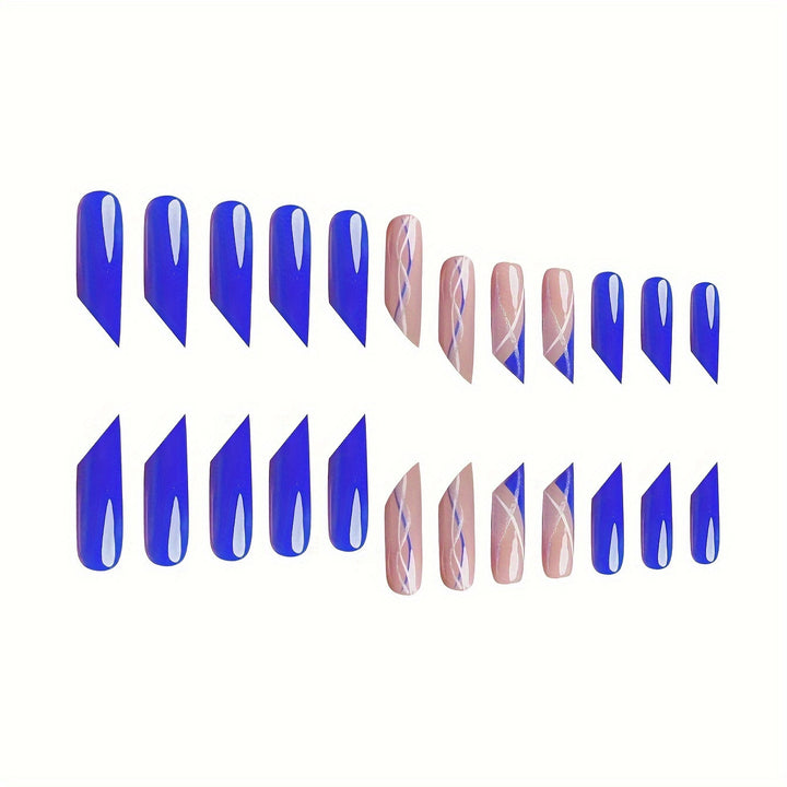 Stiletto Nail Art Extensions with Abstract Design Bowlift