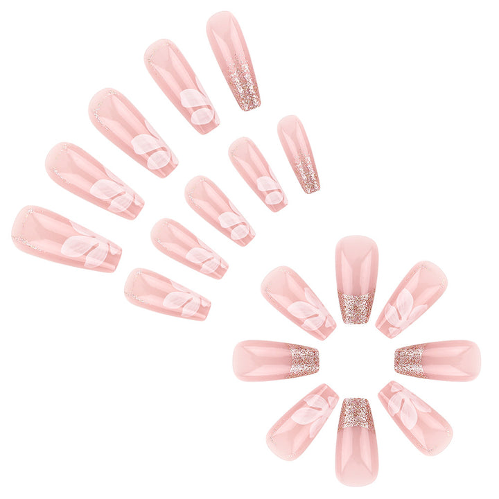 Glittery Elegant Floral Press-On Nails Bowlift