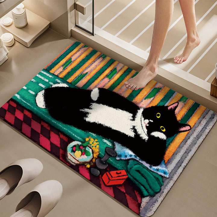 Cartoon Cat-Themed Bath Mat Bowlift
