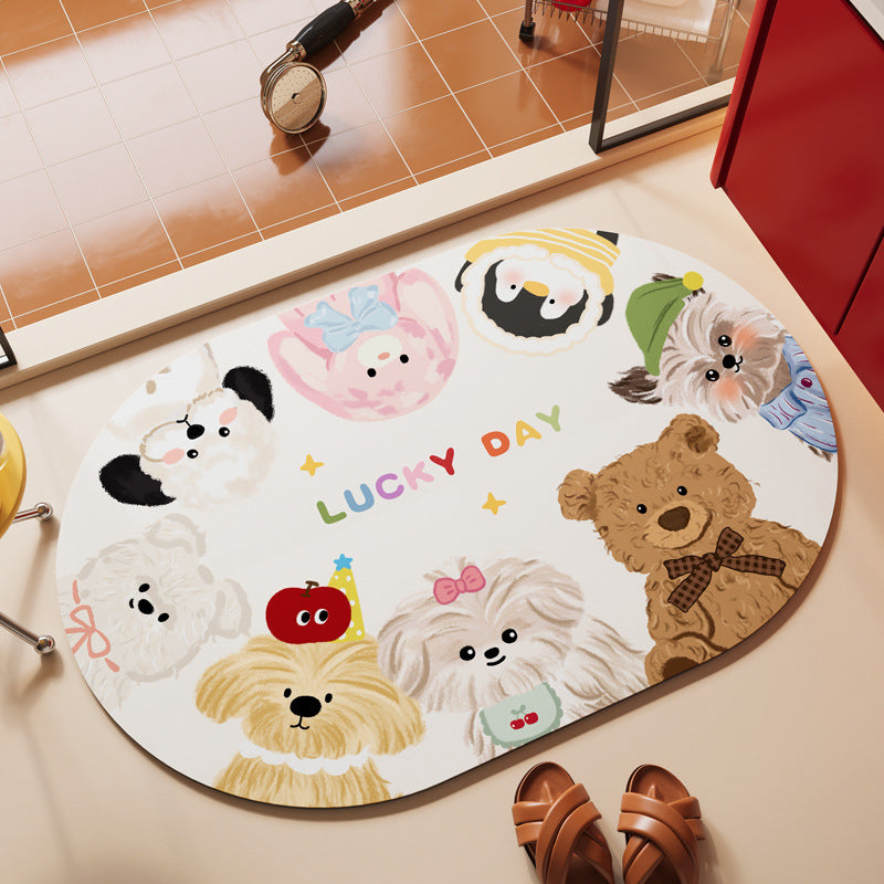Playful Cartoon Animal Area Mat Bowlift