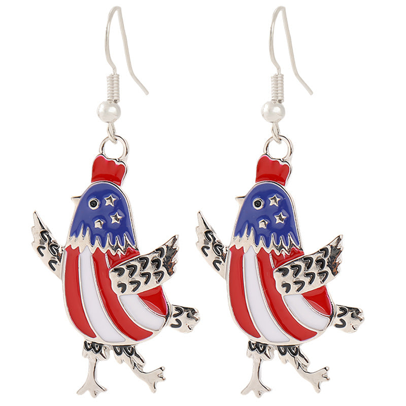Women's nan patriotic horseshoe enamel dangle earrings with star-accented design and fishhook findings Bowlift