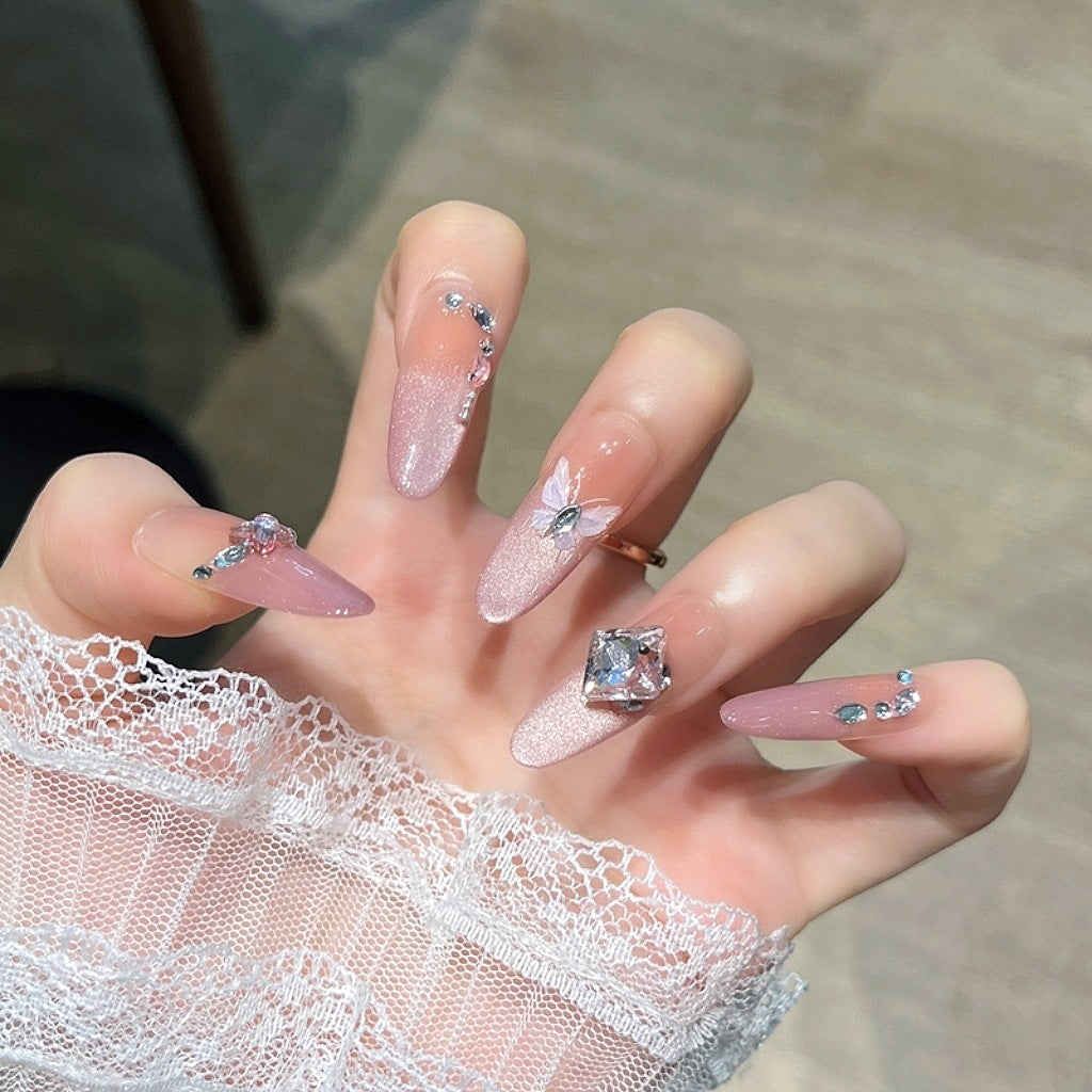 Elegant Crystal-Embellished Press-On Nails Bowlift
