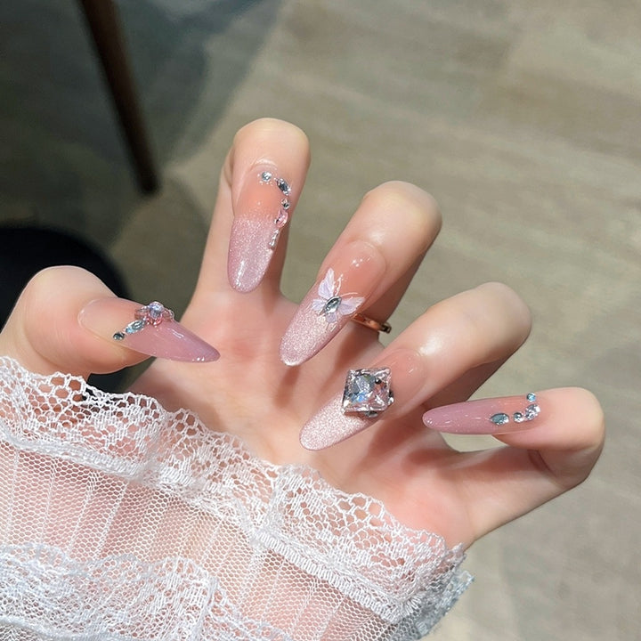 Elegant Crystal-Embellished Press-On Nails Bowlift