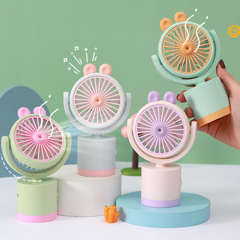 Women's Portable Hand Fan with Cute Animal Ear Design Bowlift