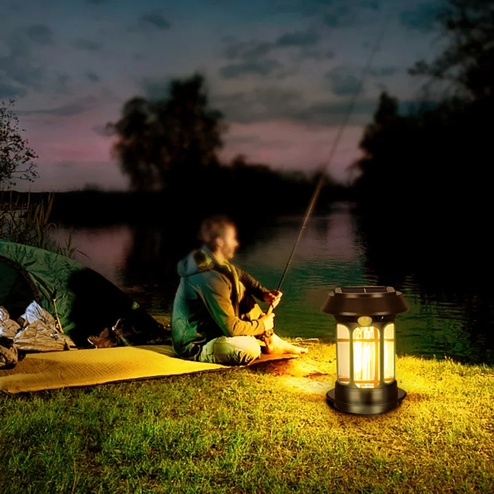 Solar Rechargeable LED Hanging Lantern with Motion Sensor and Wall Mount Bowlift