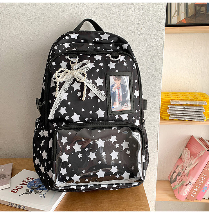 Backpack with Playful Star Design and Viewing Window Bowlift