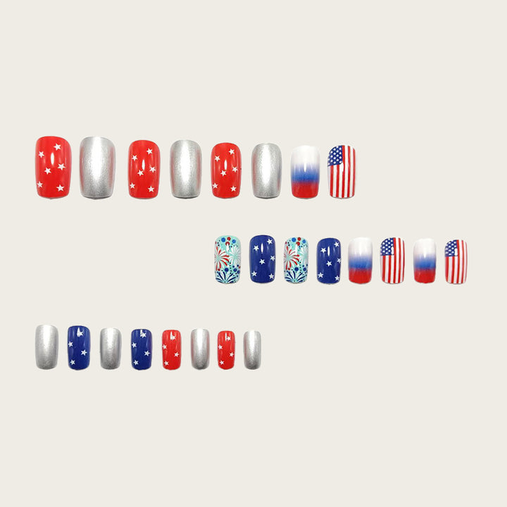 Artificial Nail Set with Patriotic Motifs Bowlift