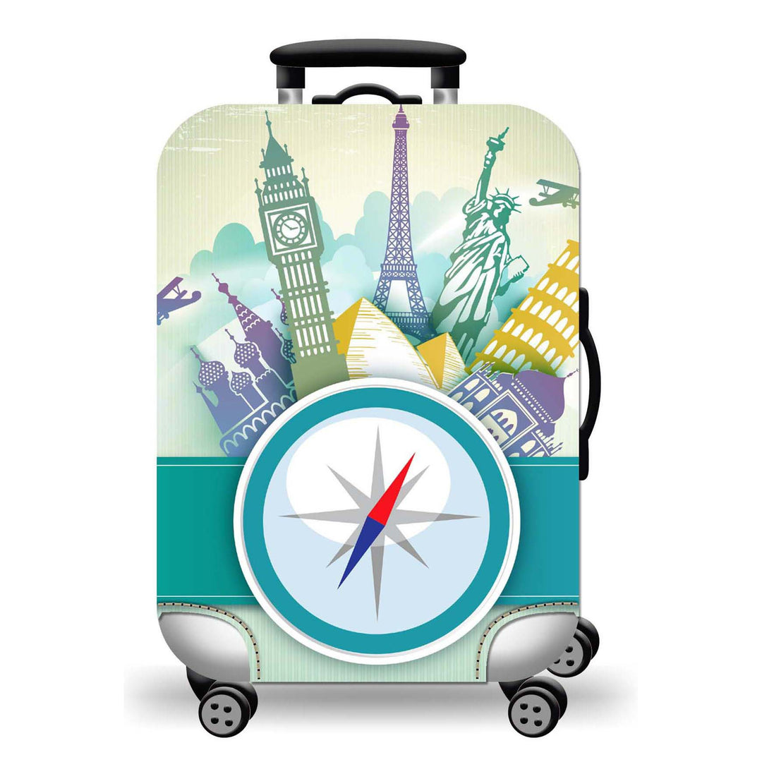 Hard Shell Luggage with Earth Design Bowlift