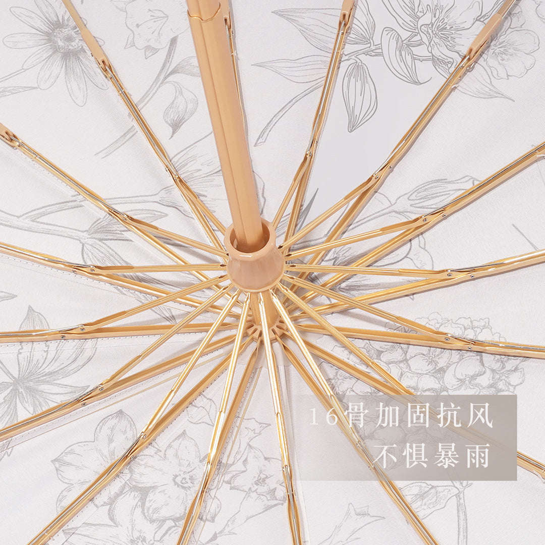 Ladies elegant folding umbrella with floral patterns Bowlift