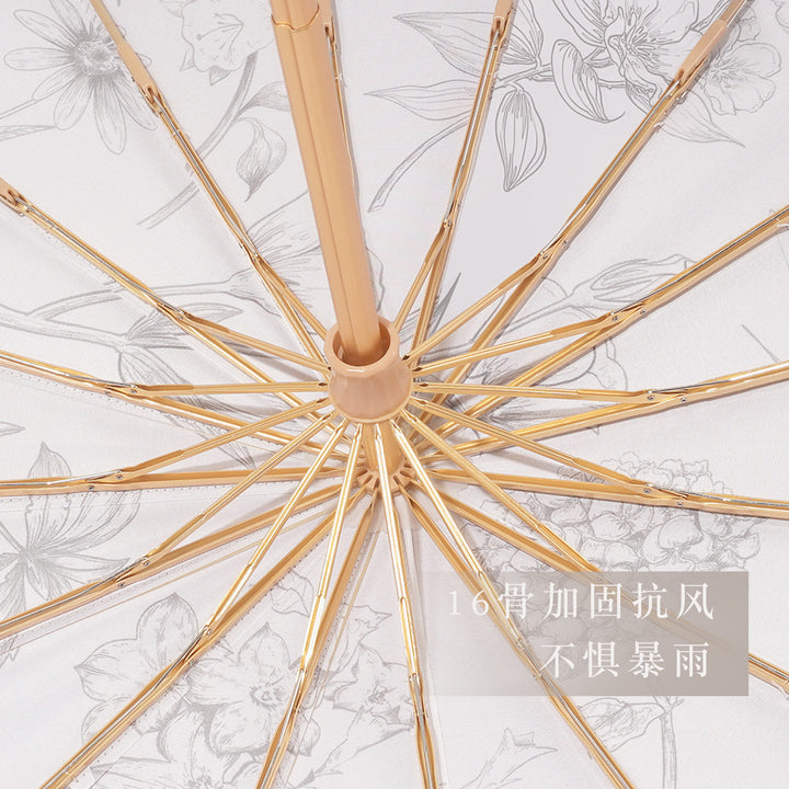 Ladies elegant folding umbrella with floral patterns Bowlift