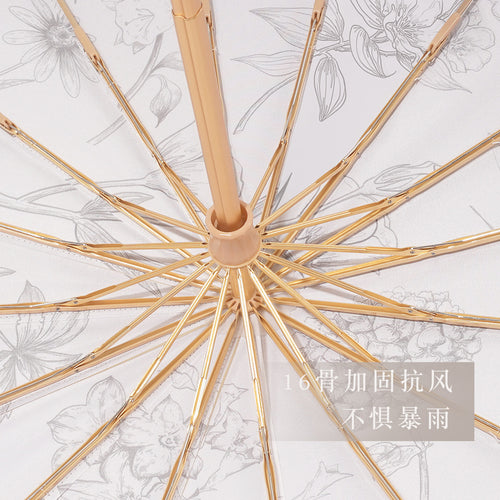 Ladies elegant folding umbrella with floral patterns Bowlift