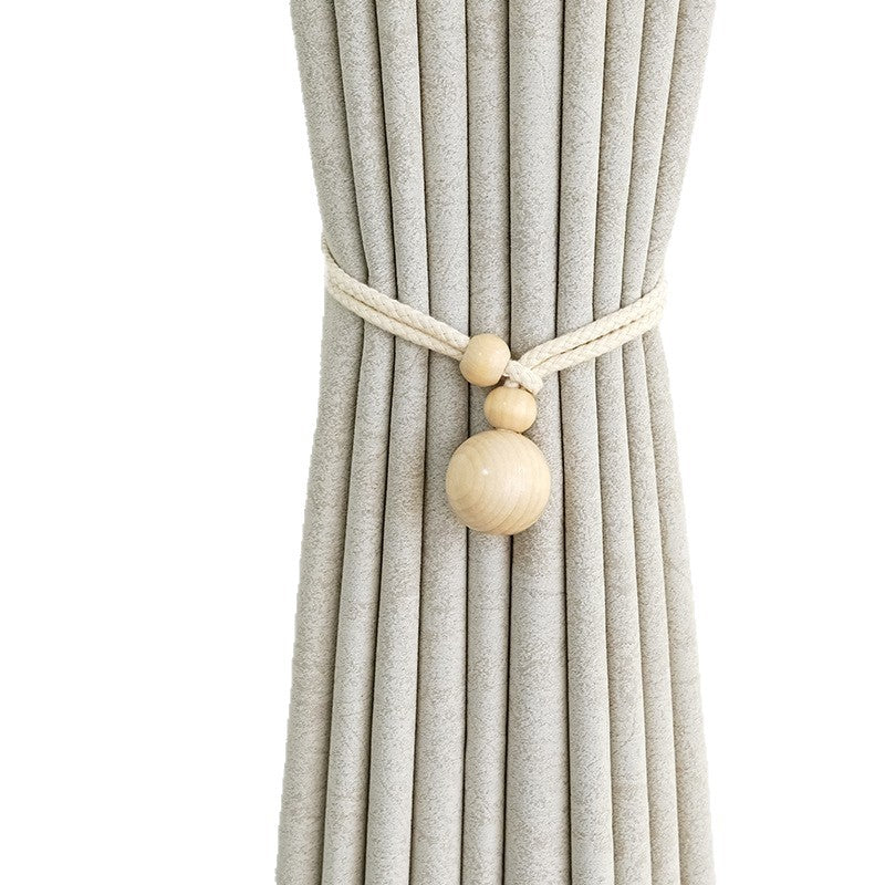 Elegant curtain holder with wooden beads Bowlift