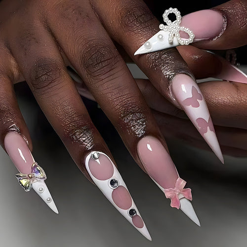 Decorative Stiletto Press-On Nail Art Set Bowlift