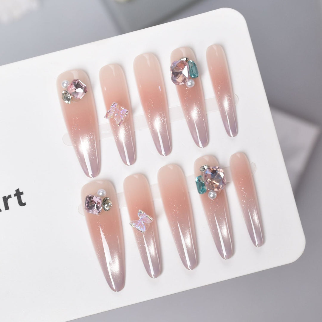 Premium Ombre Glitter Press-On Nail Set Bowlift