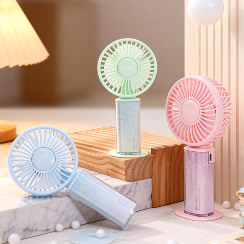 Unisex nan compact rechargeable handheld fan with foldable stand function and quiet motor Bowlift