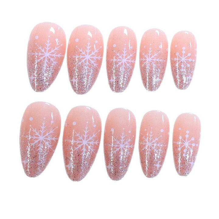 Glittery Snowflake Nail Art Bowlift