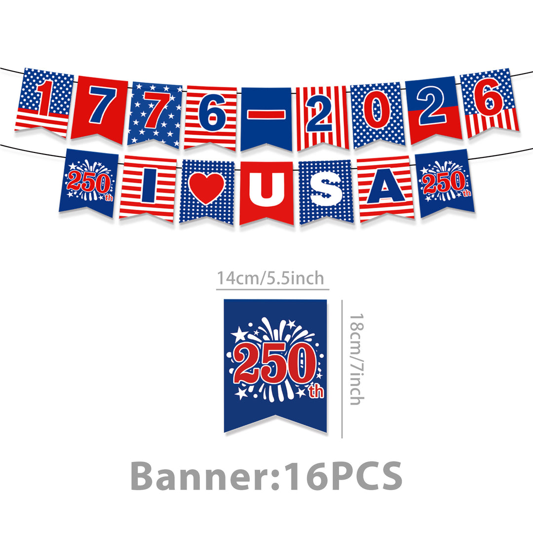 Unisex nan Patriotic Anniversary Disposable Tableware Party Kit with Stars Stripes Plates Cups Napkins Cutlery Banner Bowlift