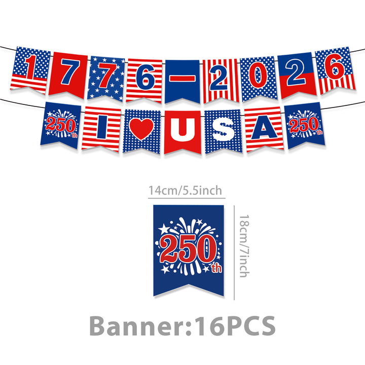 Unisex nan Patriotic Anniversary Disposable Tableware Party Kit with Stars Stripes Plates Cups Napkins Cutlery Banner Bowlift